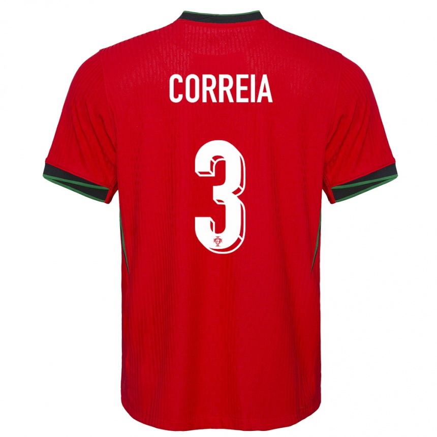 Niño Fútbol Camiseta Portugal Alicia Correia #3 Rojo 1ª Equipación 24-26