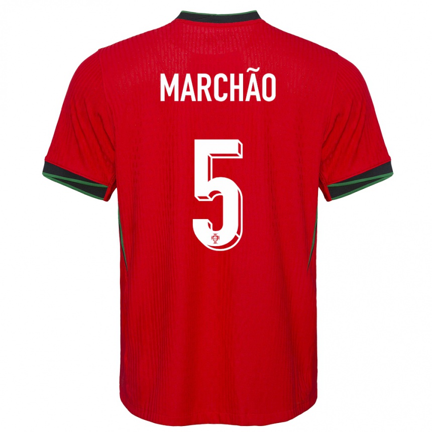 Niño Fútbol Camiseta Portugal Joana Marchao #5 Rojo 1ª Equipación 24-26