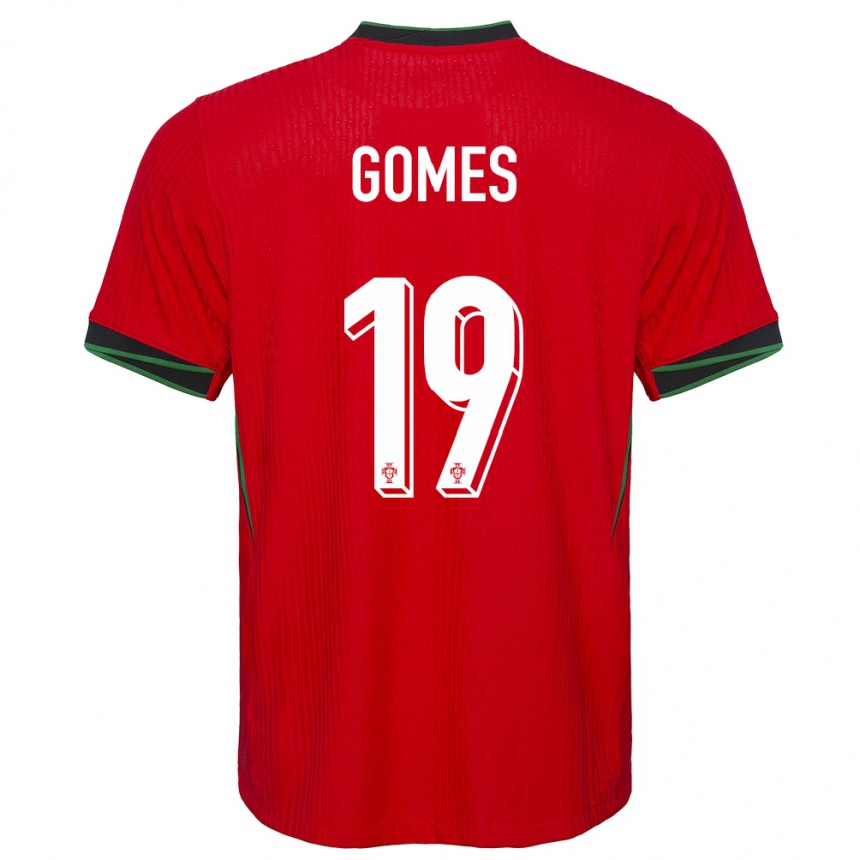 Niño Fútbol Camiseta Portugal Diana Gomes #19 Rojo 1ª Equipación 24-26