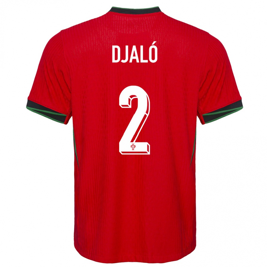 Niño Fútbol Camiseta Portugal Tiago Djalo #2 Rojo 1ª Equipación 24-26