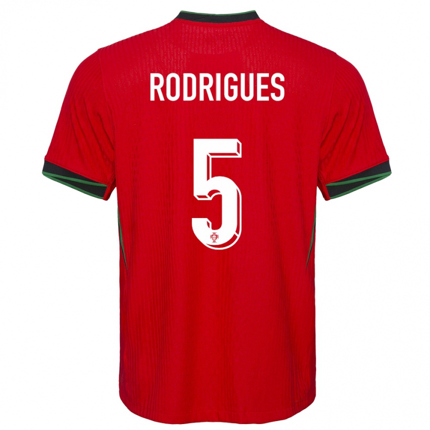 Niño Fútbol Camiseta Portugal Rafael Rodrigues #5 Rojo 1ª Equipación 24-26