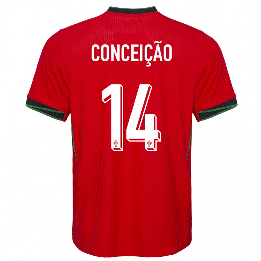 Niño Fútbol Camiseta Portugal Rodrigo Conceicao #14 Rojo 1ª Equipación 24-26