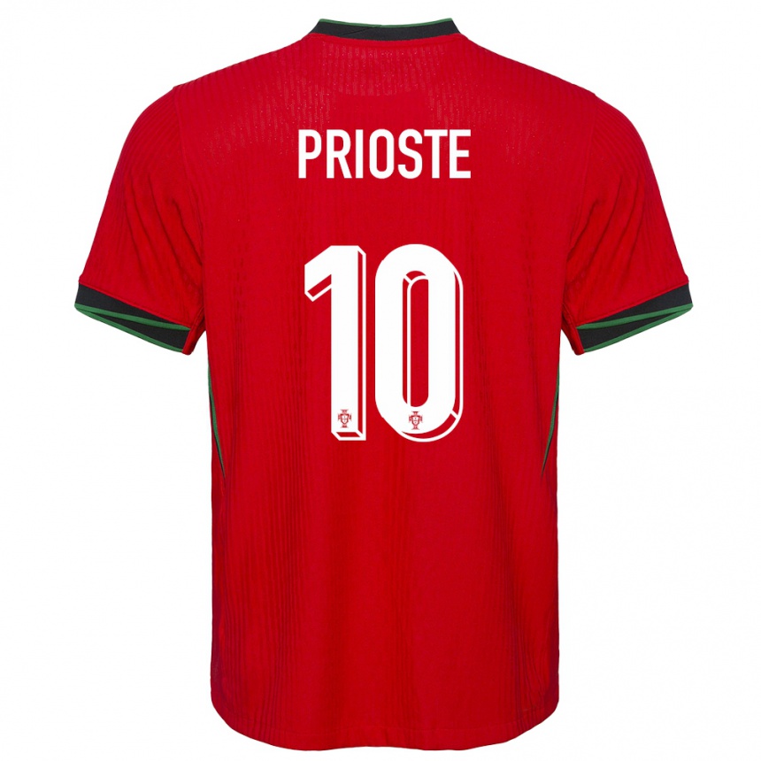 Niño Fútbol Camiseta Portugal Diogo Prioste #10 Rojo 1ª Equipación 24-26