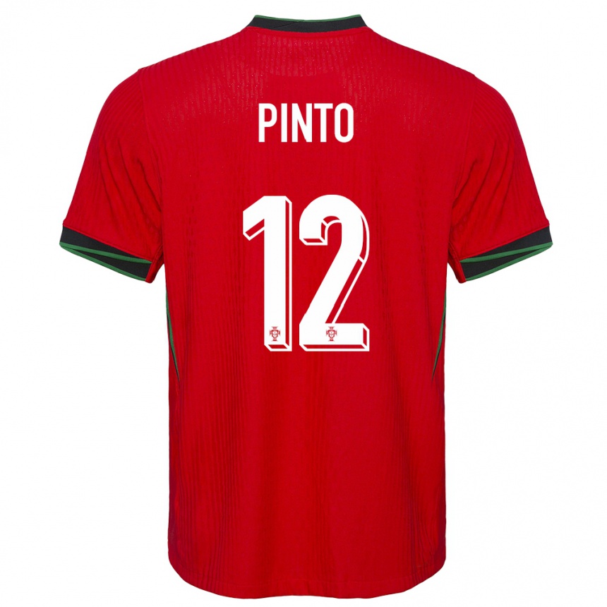 Niño Fútbol Camiseta Portugal Diogo Pinto #12 Rojo 1ª Equipación 24-26