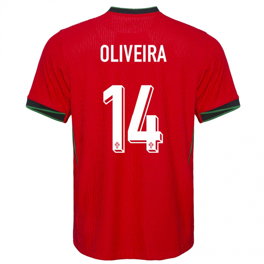 Niño Fútbol Camiseta Portugal Hugo Oliveira #14 Rojo 1ª Equipación 24-26