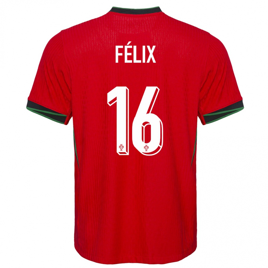 Niño Fútbol Camiseta Portugal Hugo Felix #16 Rojo 1ª Equipación 24-26