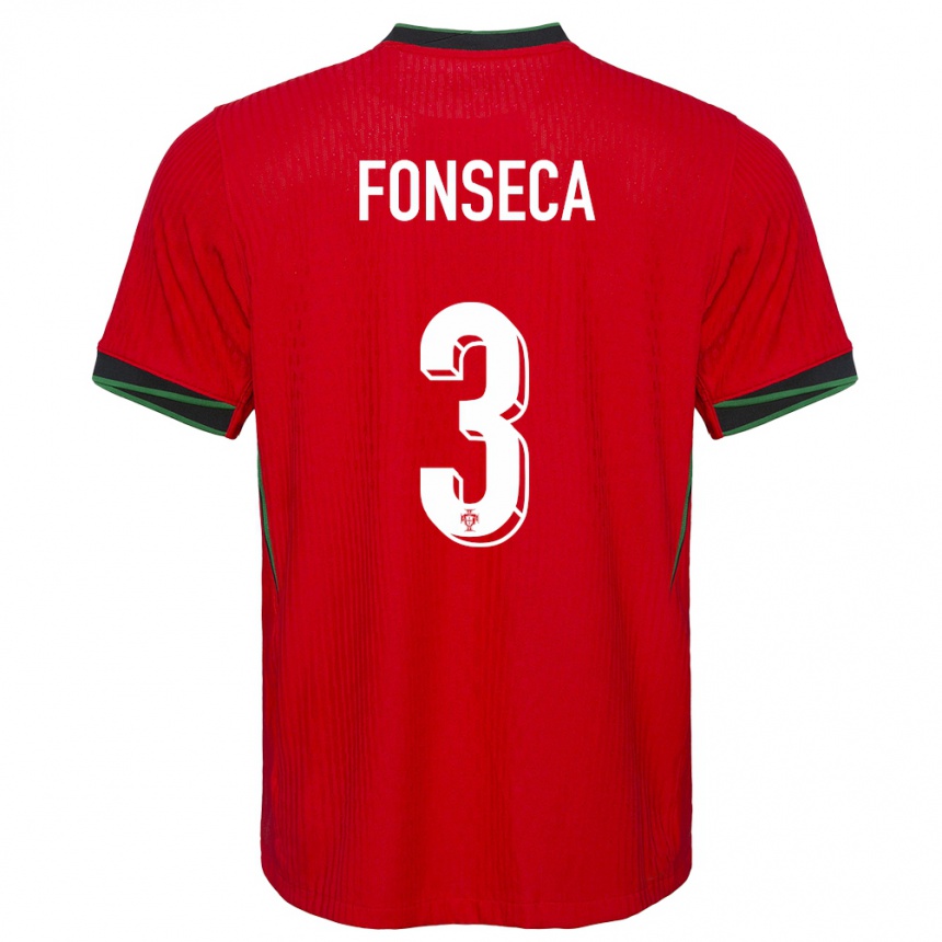 Niño Fútbol Camiseta Portugal Joao Fonseca #3 Rojo 1ª Equipación 24-26