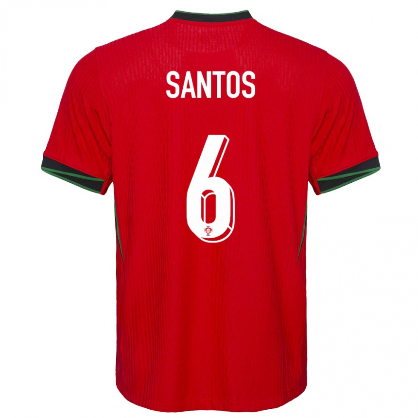 Niño Fútbol Camiseta Portugal Vasco Santos #6 Rojo 1ª Equipación 24-26