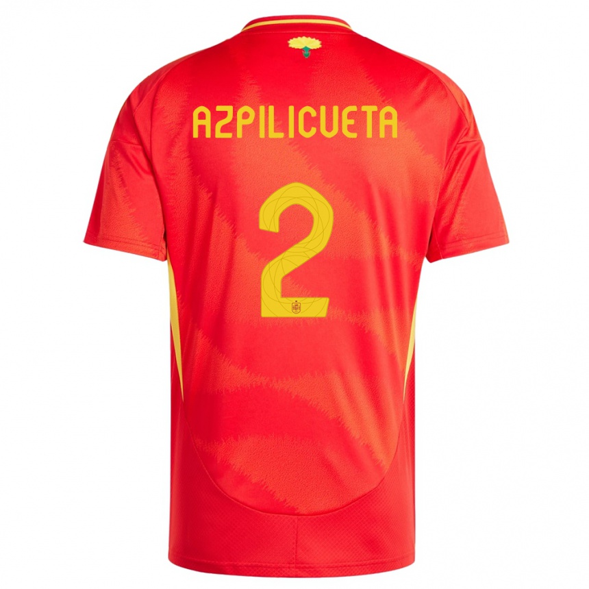 Niño Fútbol Camiseta España Cesar Azpilicueta #2 Rojo 1ª Equipación 24-26