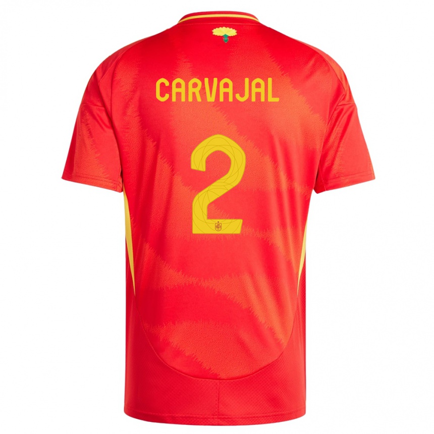 Niño Fútbol Camiseta España Daniel Carvajal #2 Rojo 1ª Equipación 24-26
