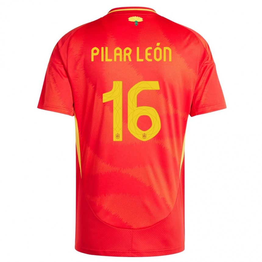 Niño Fútbol Camiseta España Maria Pilar Leon #16 Rojo 1ª Equipación 24-26