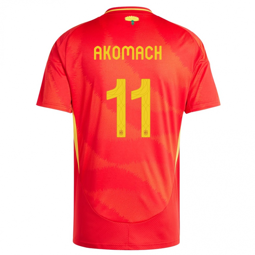 Niño Fútbol Camiseta España Ilias Akomach #11 Rojo 1ª Equipación 24-26