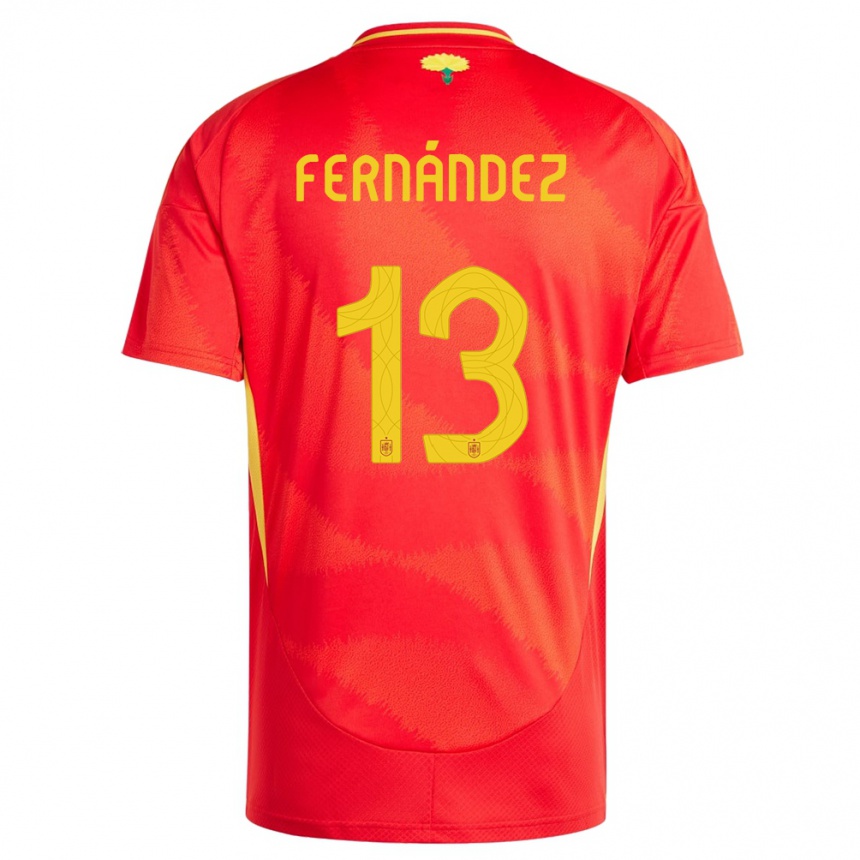 Niño Fútbol Camiseta España Cesar Fernandez #13 Rojo 1ª Equipación 24-26