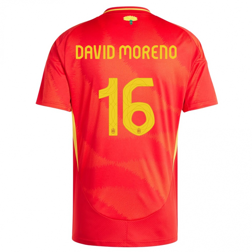 Niño Fútbol Camiseta España Antonio David Moreno #16 Rojo 1ª Equipación 24-26