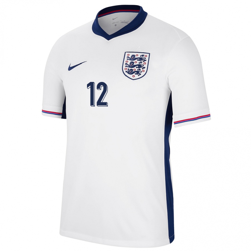 Niño Fútbol Camiseta Inglaterra Djed Spence #12 Blanco 1ª Equipación 24-26