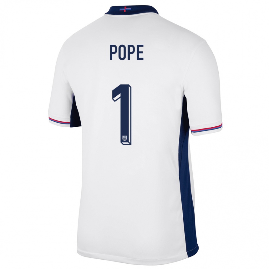 Niño Fútbol Camiseta Inglaterra Nick Pope #1 Blanco 1ª Equipación 24-26