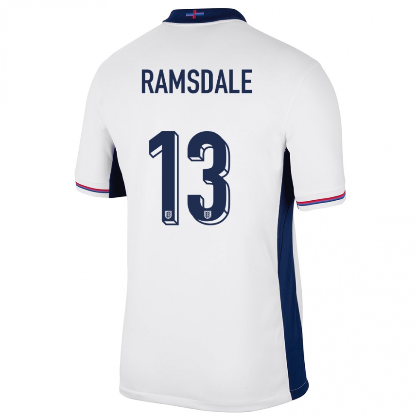 Niño Fútbol Camiseta Inglaterra Aaron Ramsdale #13 Blanco 1ª Equipación 24-26