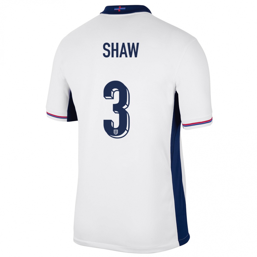 Niño Fútbol Camiseta Inglaterra Luke Shaw #3 Blanco 1ª Equipación 24-26