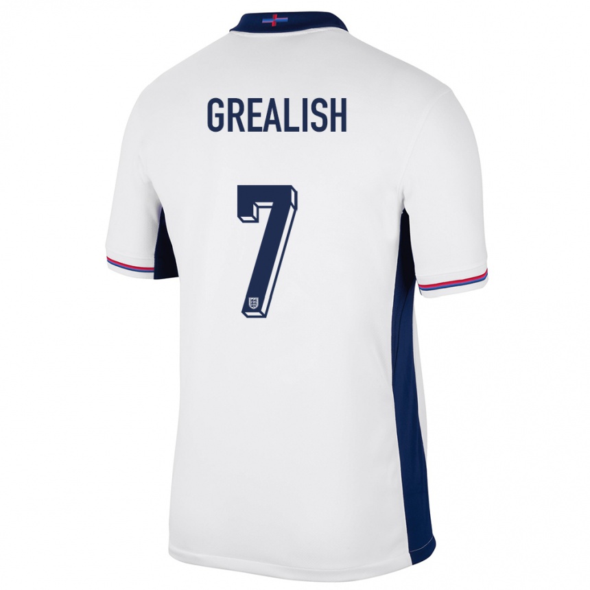 Niño Fútbol Camiseta Inglaterra Jack Grealish #7 Blanco 1ª Equipación 24-26