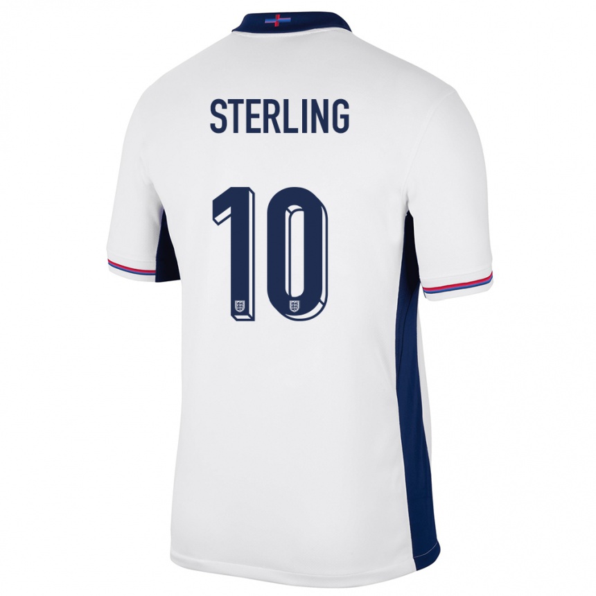 Niño Fútbol Camiseta Inglaterra Raheem Sterling #10 Blanco 1ª Equipación 24-26