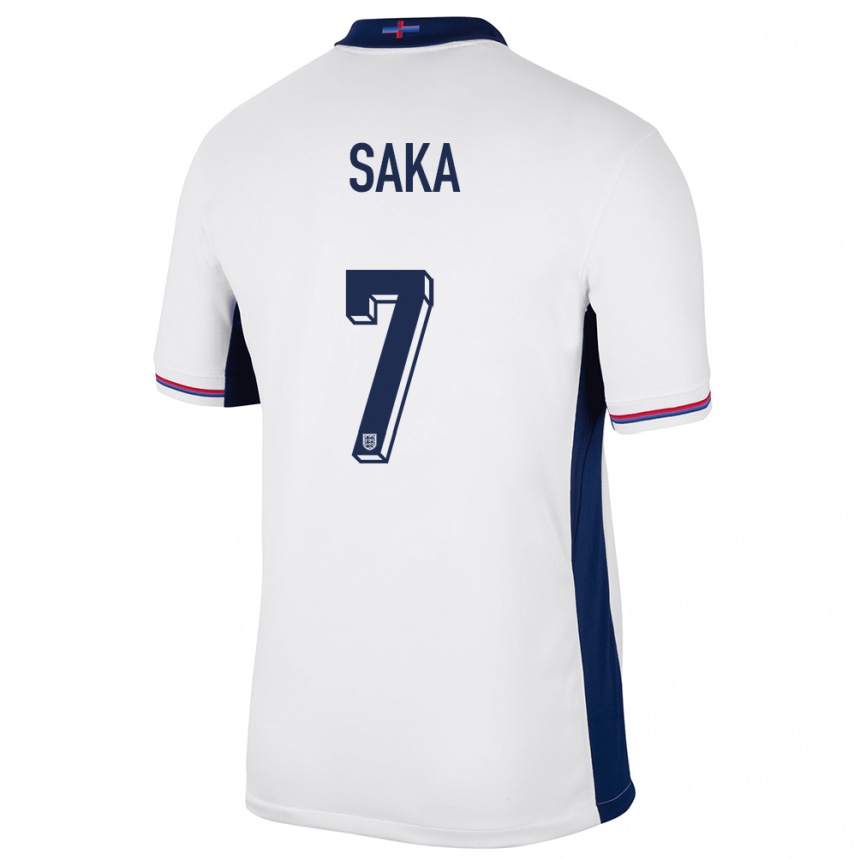 Niño Fútbol Camiseta Inglaterra Bukayo Saka #7 Blanco 1ª Equipación 24-26