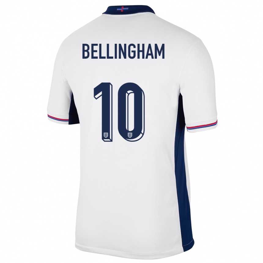 Niño Fútbol Camiseta Inglaterra Jude Bellingham #10 Blanco 1ª Equipación 24-26