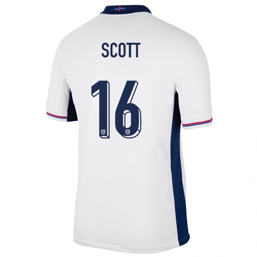 Niño Fútbol Camiseta Inglaterra Jill Scott #16 Blanco 1ª Equipación 24-26