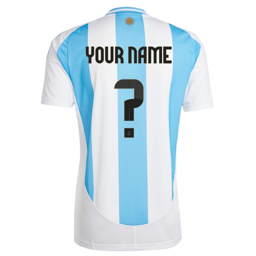 Niño Fútbol Camiseta Argentina Su Nombre #0 Blanco Azul 1ª Equipación 24-26