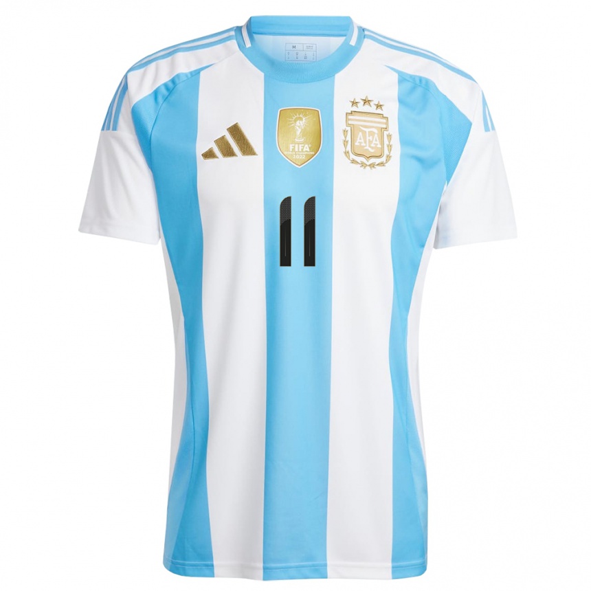 Niño Fútbol Camiseta Argentina Angel Di Maria #11 Blanco Azul 1ª Equipación 24-26