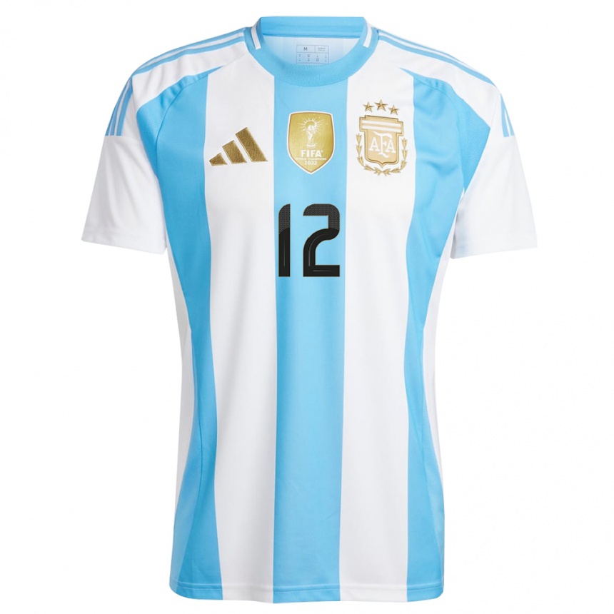 Niño Fútbol Camiseta Argentina Valentino Quintero #12 Blanco Azul 1ª Equipación 24-26