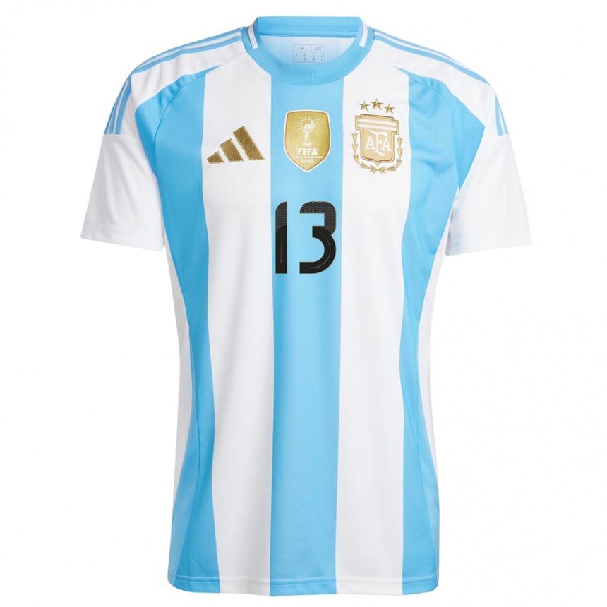 Niño Fútbol Camiseta Argentina Cristian Romero #13 Blanco Azul 1ª Equipación 24-26