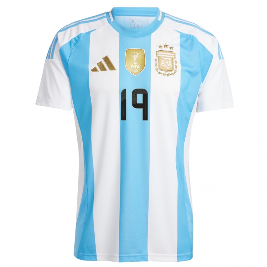 Niño Fútbol Camiseta Argentina Nicolas Otamendi #19 Blanco Azul 1ª Equipación 24-26