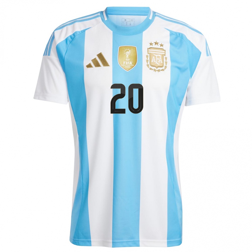 Niño Fútbol Camiseta Argentina Ruth Bravo #20 Blanco Azul 1ª Equipación 24-26