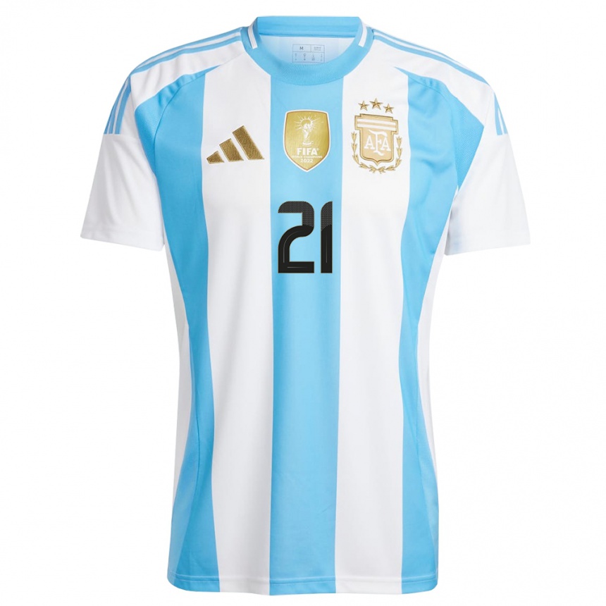 Niño Fútbol Camiseta Argentina Santiago Castro #21 Blanco Azul 1ª Equipación 24-26