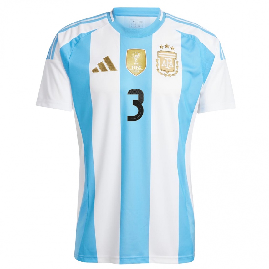 Niño Fútbol Camiseta Argentina Julian Aude #3 Blanco Azul 1ª Equipación 24-26