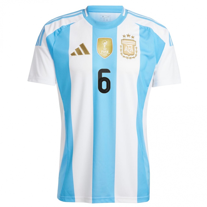 Niño Fútbol Camiseta Argentina German Pezzella #6 Blanco Azul 1ª Equipación 24-26