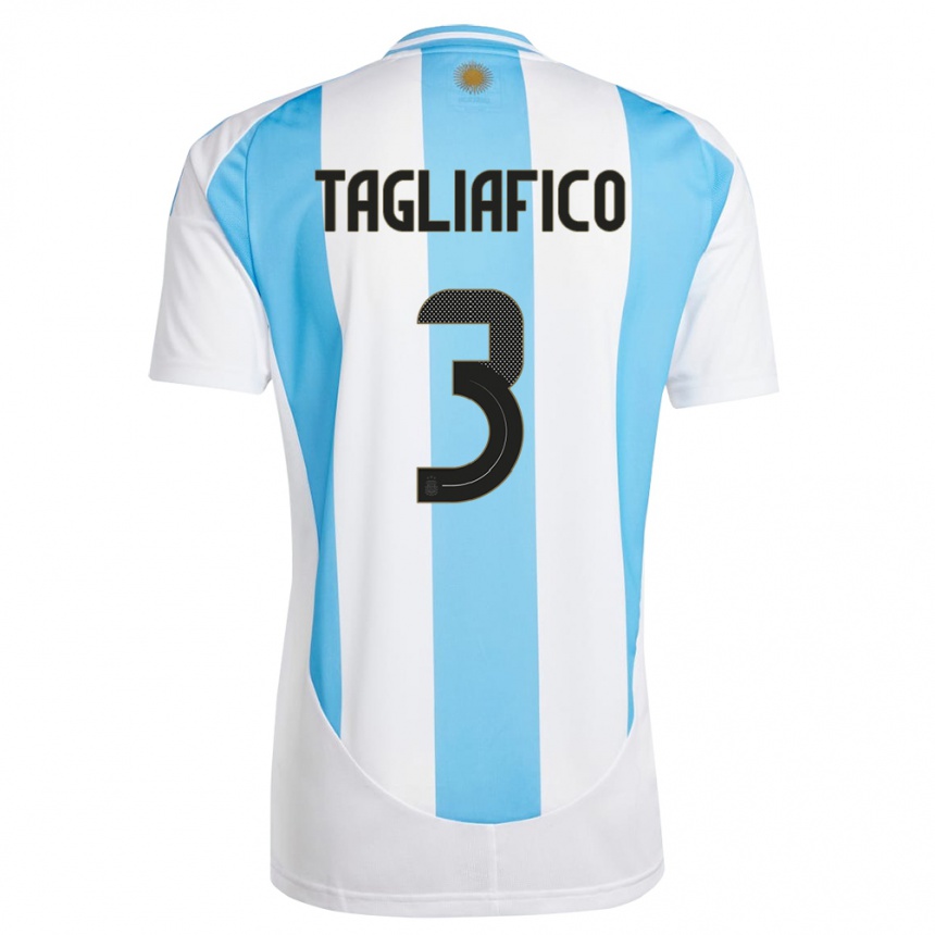 Niño Fútbol Camiseta Argentina Nicolas Tagliafico #3 Blanco Azul 1ª Equipación 24-26