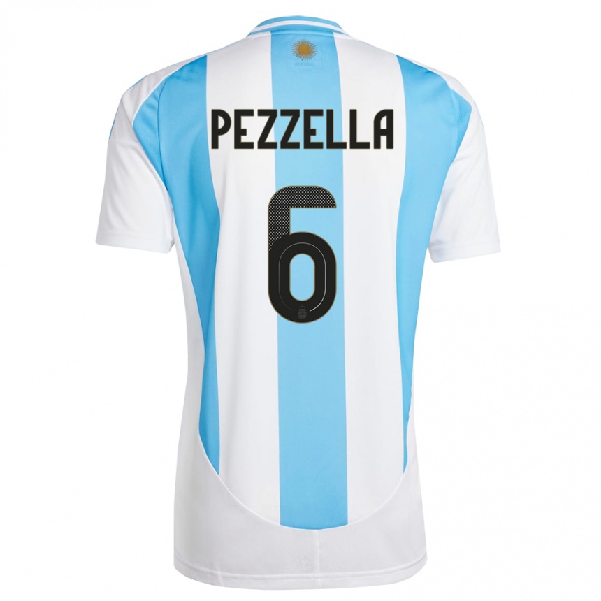 Niño Fútbol Camiseta Argentina German Pezzella #6 Blanco Azul 1ª Equipación 24-26