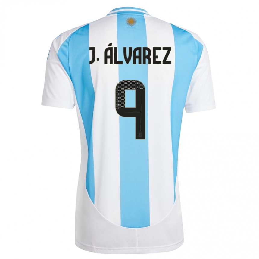 Niño Fútbol Camiseta Argentina Julian Alvarez #9 Blanco Azul 1ª Equipación 24-26