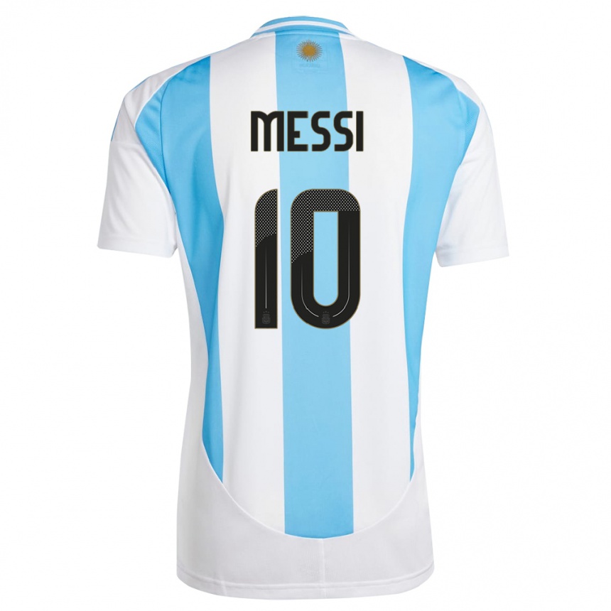 Niño Fútbol Camiseta Argentina Lionel Messi #10 Blanco Azul 1ª Equipación 24-26