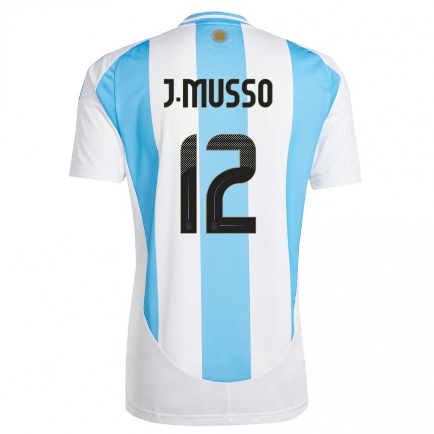 Niño Fútbol Camiseta Argentina Juan Musso #12 Blanco Azul 1ª Equipación 24-26