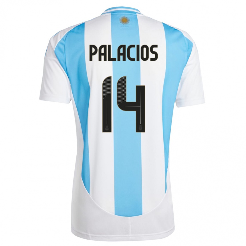 Niño Fútbol Camiseta Argentina Exequiel Palacios #14 Blanco Azul 1ª Equipación 24-26