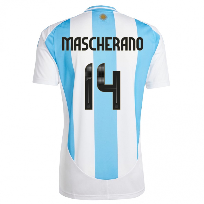 Niño Fútbol Camiseta Argentina Javier Mascherano #14 Blanco Azul 1ª Equipación 24-26