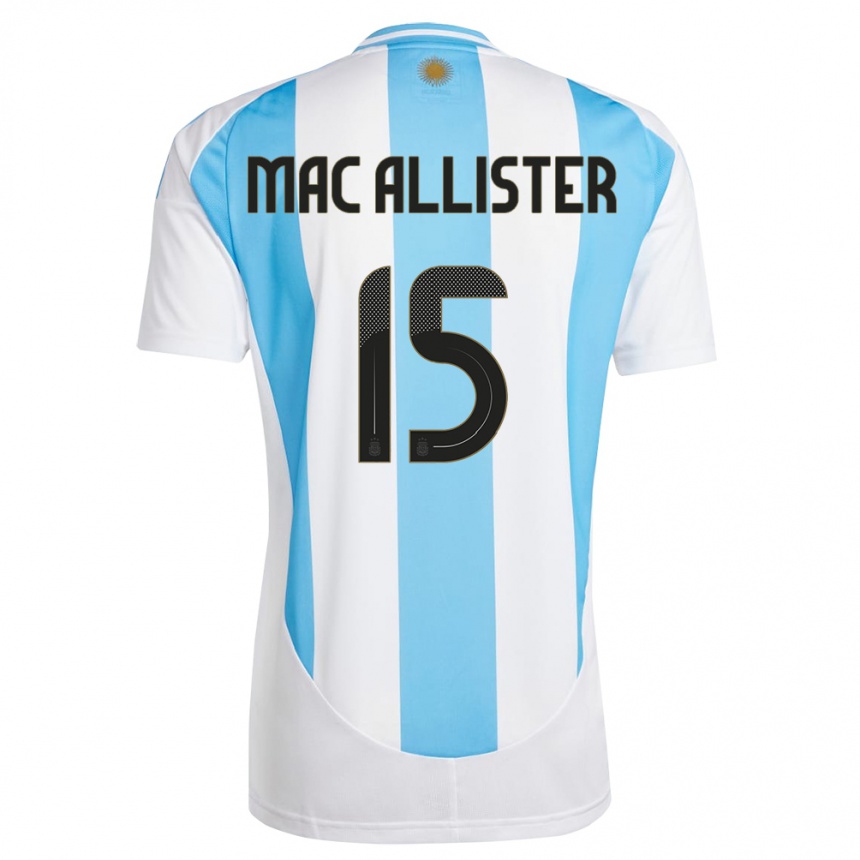 Niño Fútbol Camiseta Argentina Alexis Mac Allister #15 Blanco Azul 1ª Equipación 24-26