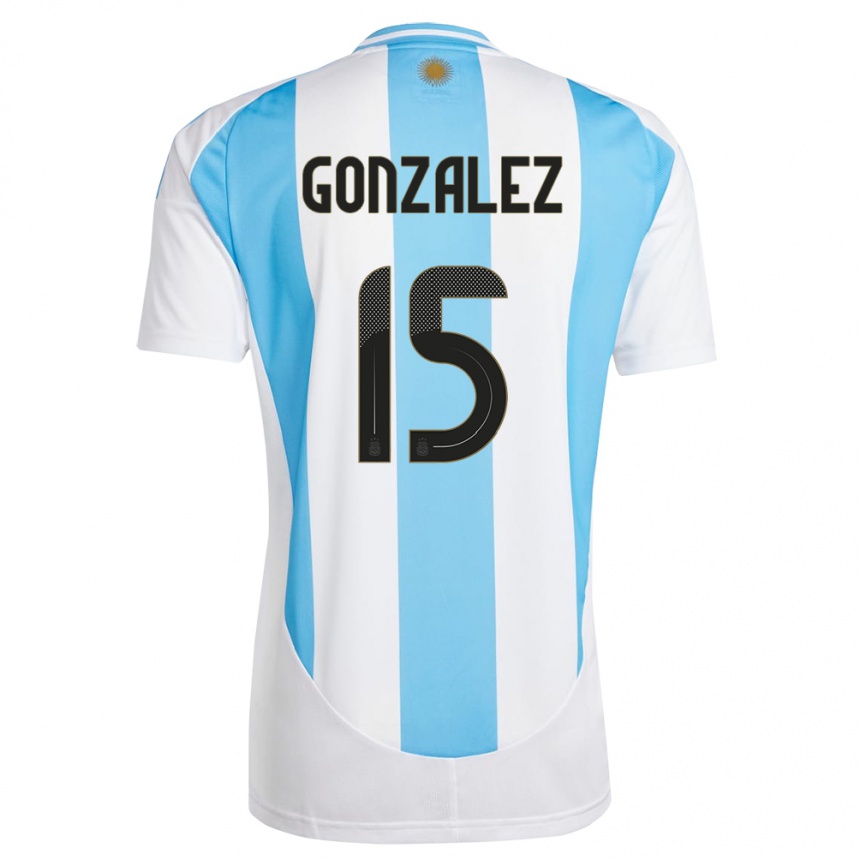 Niño Fútbol Camiseta Argentina Nicolas Gonzalez #15 Blanco Azul 1ª Equipación 24-26