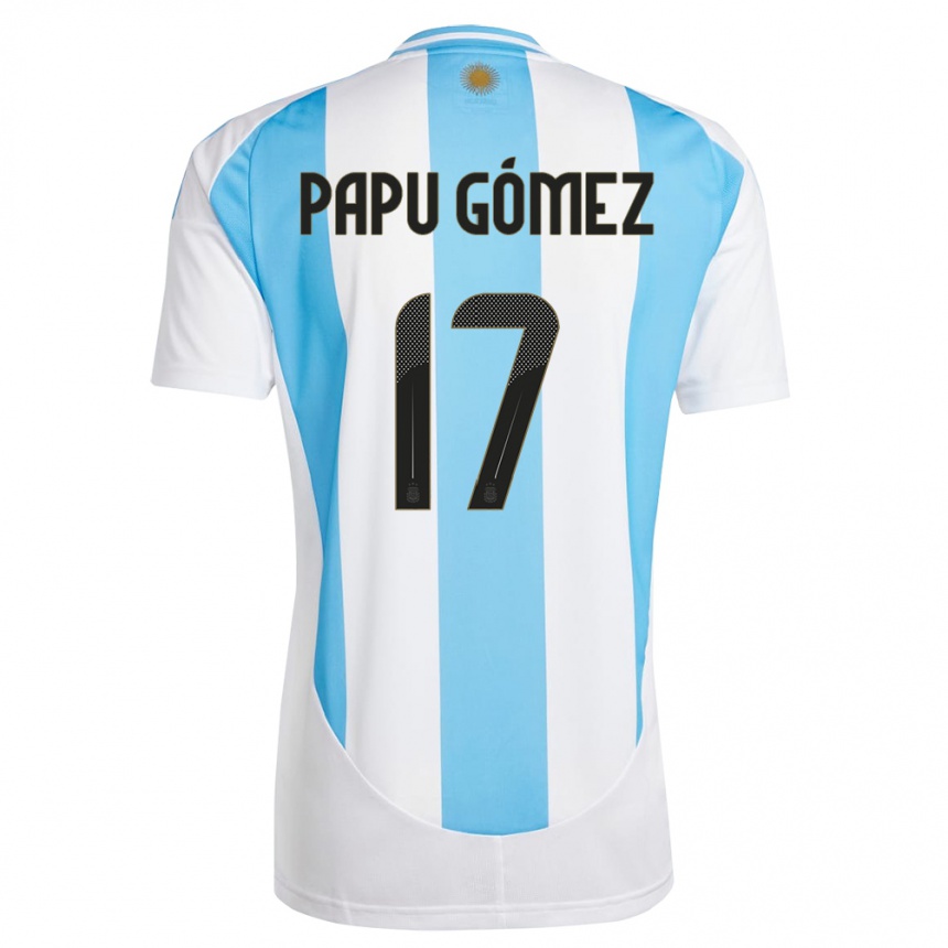 Niño Fútbol Camiseta Argentina Papu Gomez #17 Blanco Azul 1ª Equipación 24-26