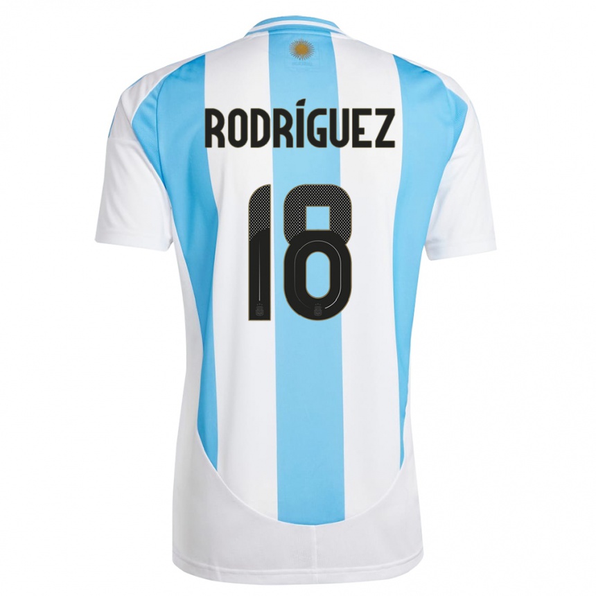 Niño Fútbol Camiseta Argentina Guido Rodriguez #18 Blanco Azul 1ª Equipación 24-26