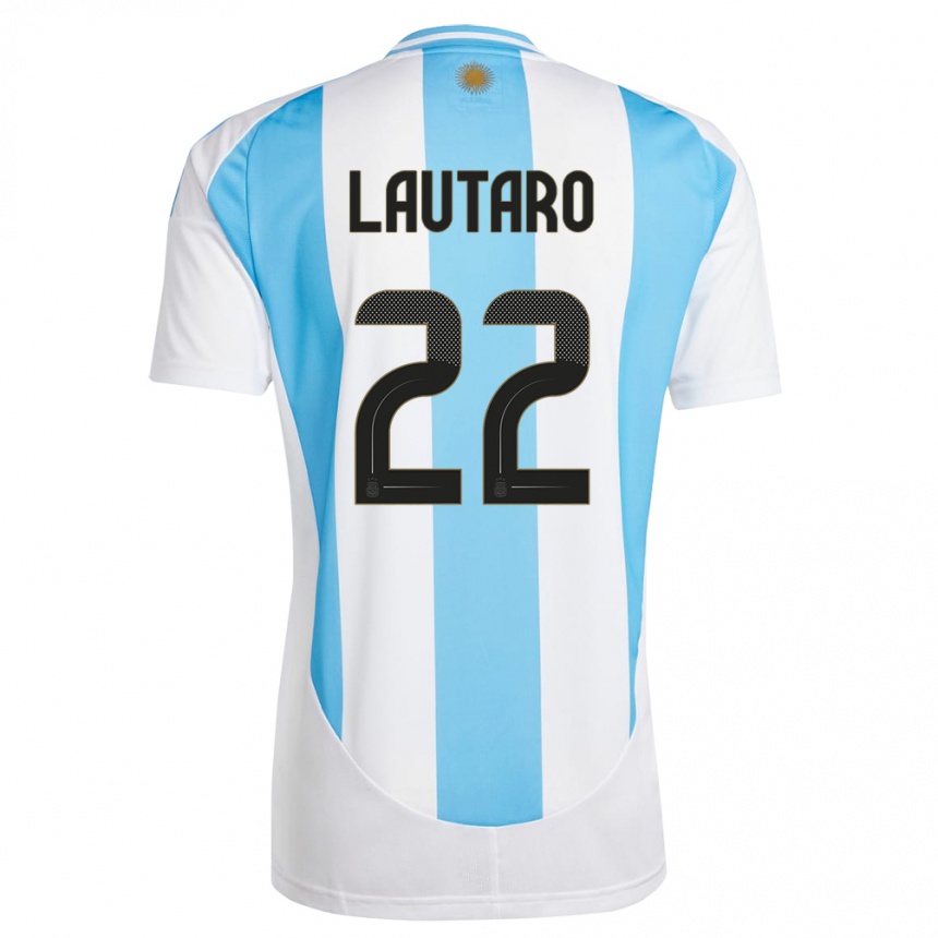Niño Fútbol Camiseta Argentina Lautaro Martinez #22 Blanco Azul 1ª Equipación 24-26