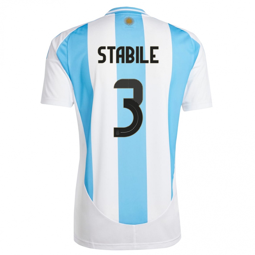 Niño Fútbol Camiseta Argentina Eliana Stabile #3 Blanco Azul 1ª Equipación 24-26