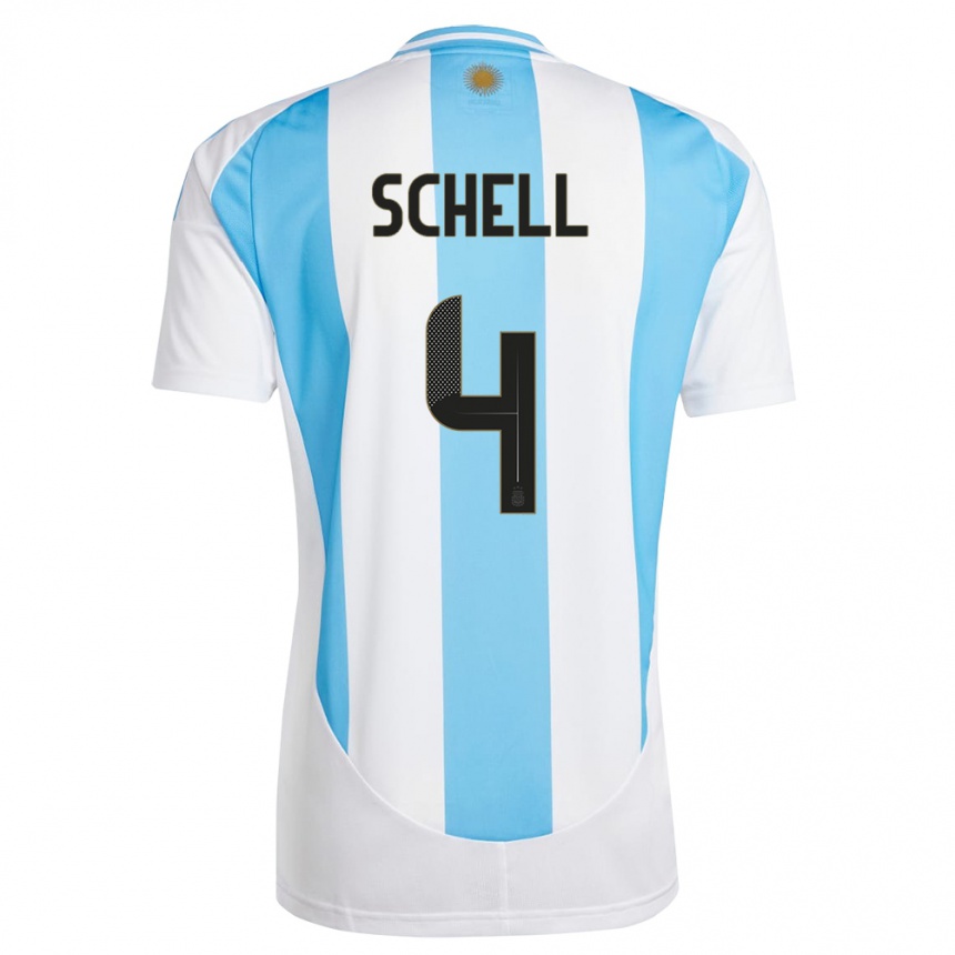 Niño Fútbol Camiseta Argentina Sofia Schell #4 Blanco Azul 1ª Equipación 24-26